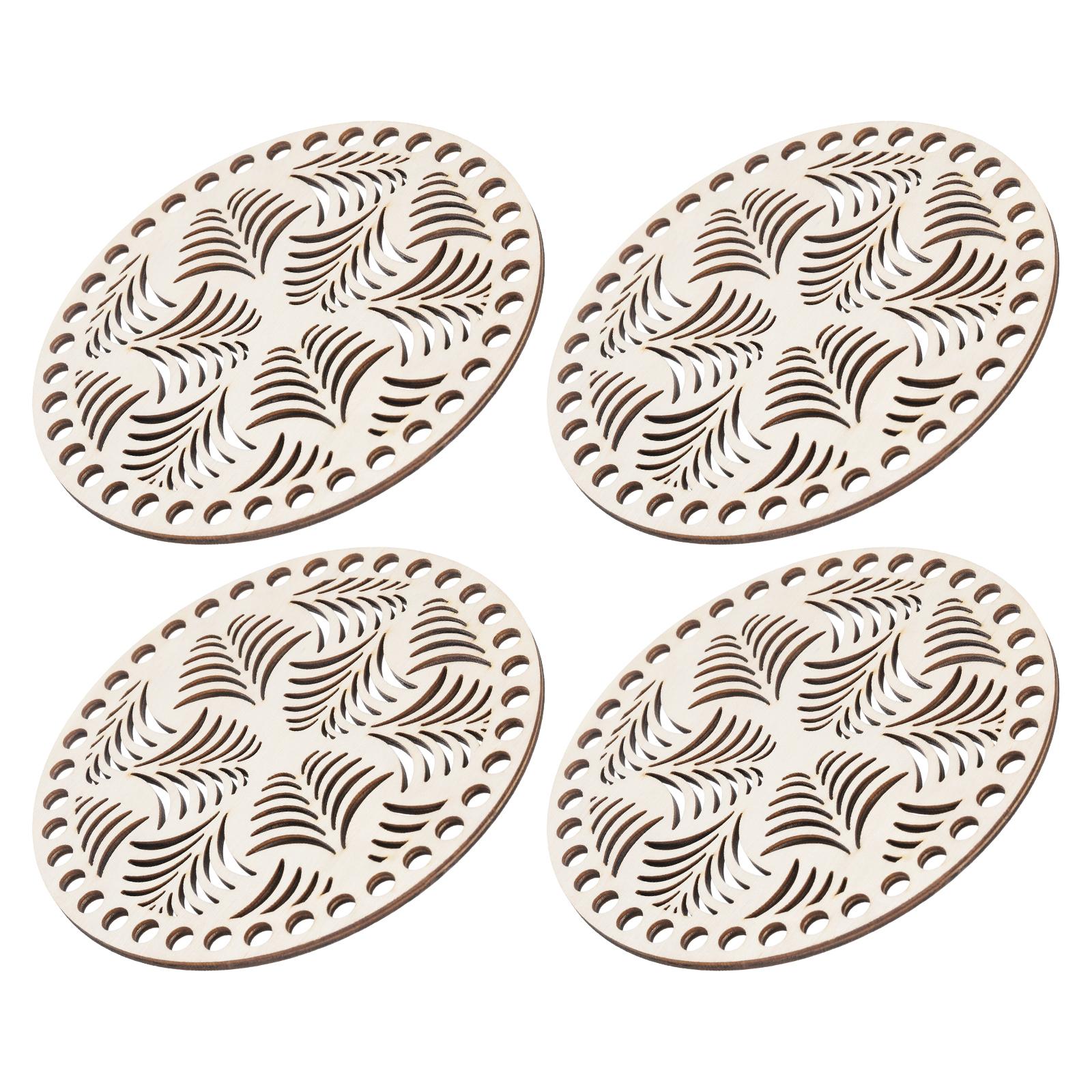 

4pcs Crochet Basket Base Circle Wooden Crochet Bag Bottom Unfinished Wood for DIY Craft Basket Crochet Bag Weaving Knitting 5.5