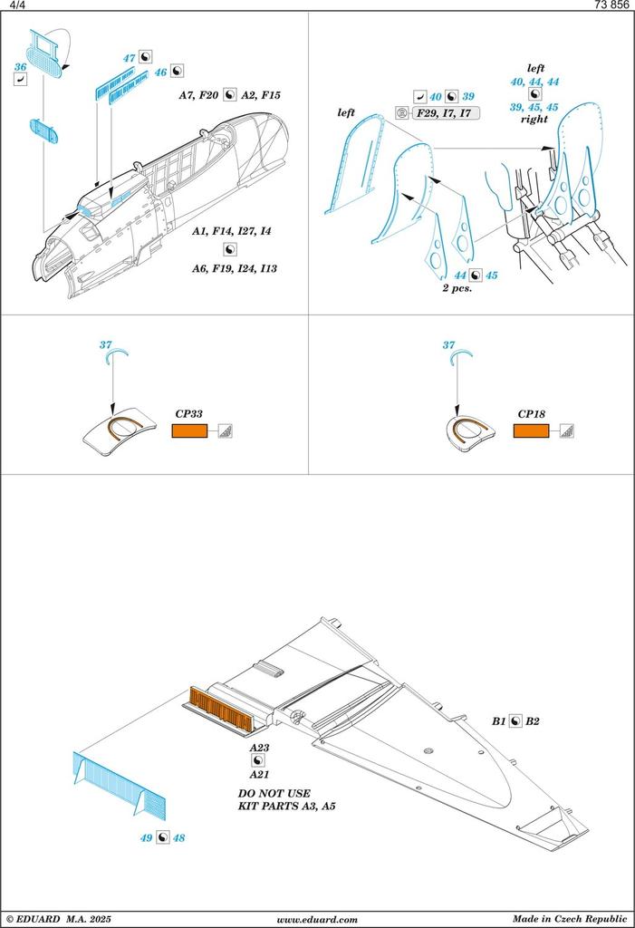 Eduard Mosquito PR Etching Parts Plastic Model Parts EDU73856 1/72 Photo-Etched D.H. Mk.XVI (Special Hobby) (Airplane)