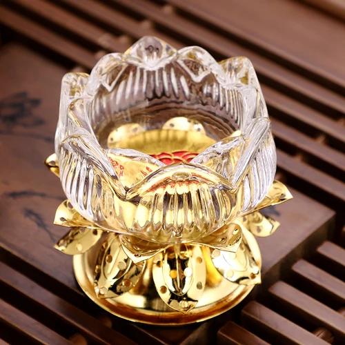 Chinese Alloy Lotus Candle Pedestal for Buddha Butter Candlestick, Household Buddha Hall for Candle Buddha Utensils and Supplies