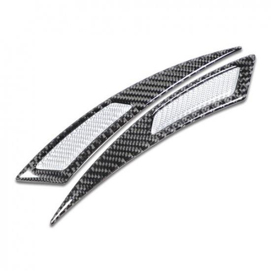 Pair Carbon Fiber Car Wheel Eyebrow Fender Decoration Sticker Cover Black Silver