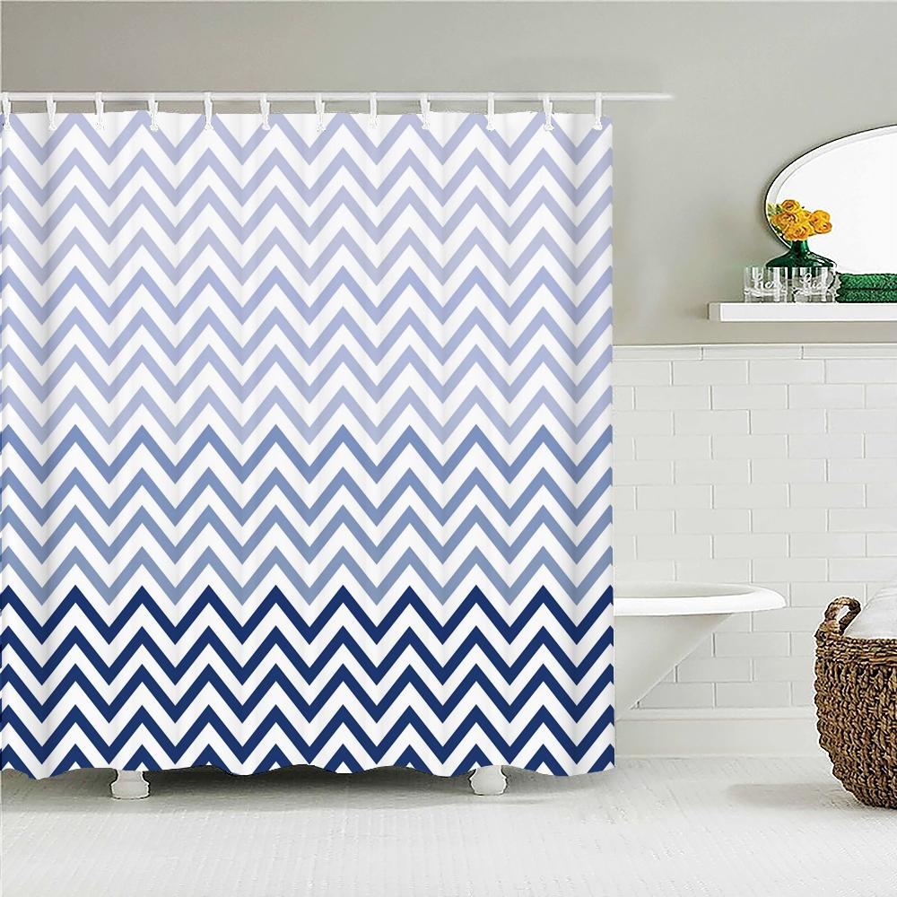 Black And White Striped Shower Curtain With Hooks Waterproof Polyester Fabric Geometric Pattern Home Decor Bathroom Curtain Baño