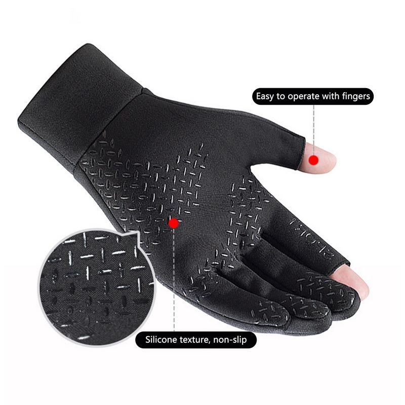 Winter Fishing Men's Gloves Women Cycling Warm Anti-Slip Gloves for Fishing Sports Touch Screen Two Fingers Cut Outdoor Angling