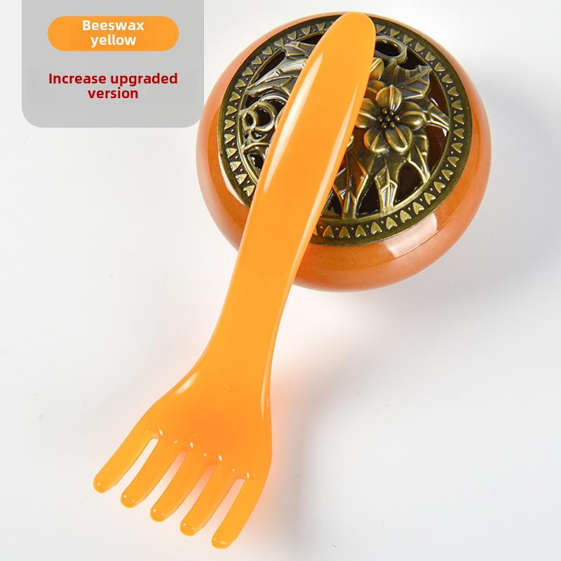 One Piece Gold Sandalwood Five-Tooth Massage Comb for Head and Meridian Stimulation.