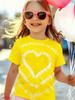Girl Clothing Heart Tie Dye Print Summer Kids Short Sleeve T-Shirt Cute Round Neck Boy Girl Tee Outdoor Cute Children's Clothing
