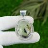 Oval Prehnite Stone 925 Sterling Silver Unique Ethnic Trendy Bezel Wife Pendant