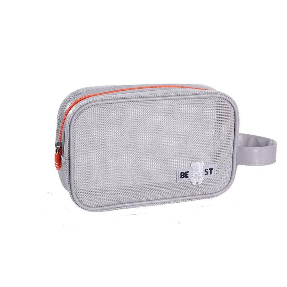Zipper Mesh Makeup Bag Large Capacity Toiletry Storage Bag Casual Transparent Cosmetic Bag  Holiday