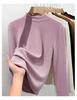 Women's Lyocell Tencel Round Neck Base Layer, Thickened Velvet Wool-Silk Long Sleeve Top for Autumn/Winter