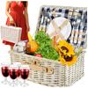 Korgflätad picknickkorg för 4 personer, bestick, glas, Fars dag-present