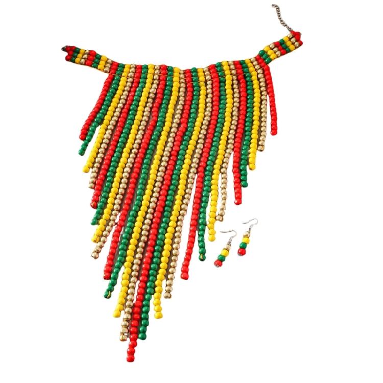 Bohemian Style Beaded Necklace Earrings Set Tassels Designs Jewelry African Beaded Jewelry Beads Earrings for Women