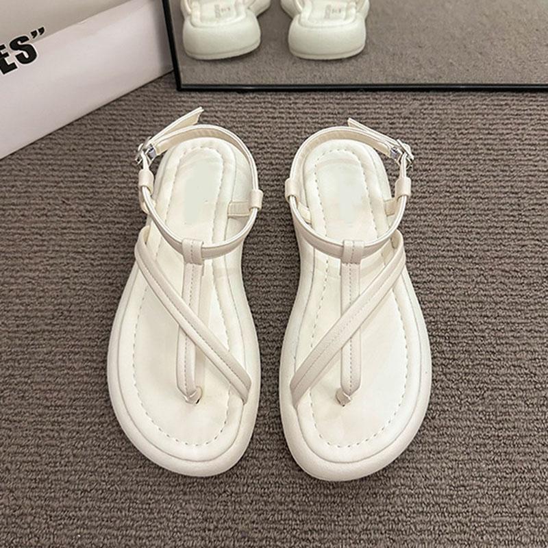 Fashion Comemore Flat Bottom Clip Toe Sandals Fro Women Casual Summer New Fashion Cross Strap Soft Sole Beach Shoes Solid Roman Sandales