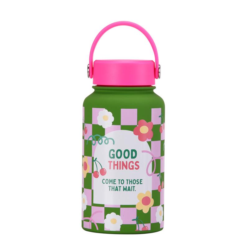 650Ml Thermos Cup Wide Mouth Portable Vacuum Children'S Student Sports Kettle Outdoor Printing Water Cup