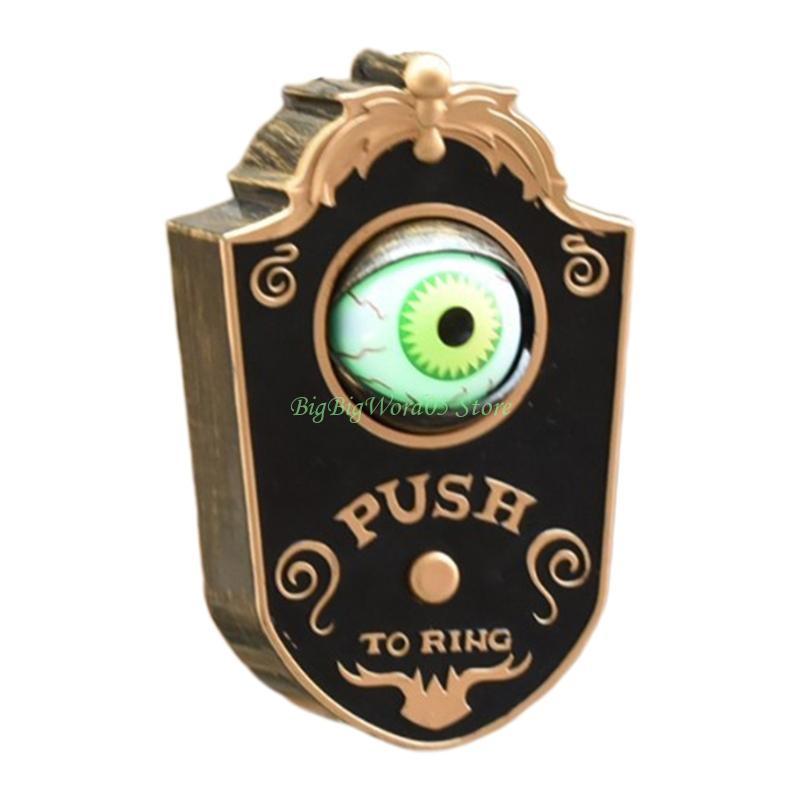 24TE for Creative Halloween Creepy Doorbell LED Skeleton Glowing Eyeball with Scary Sound Horror Props Haunted House Door Dec