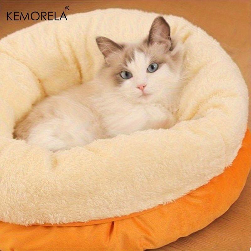  Ultra-Soft Plush Washable Round Pet Bed With Non-Slip Bottom - Winter Cozy Design For Indoor Cats & Small/Medium Dogs