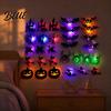 Halloween Party Decorations 30Pcs Wall Decor with LED Light Glowing Bat Ghost itch Spooky Decals Spider Silhouette Decoration Light-Up Window
