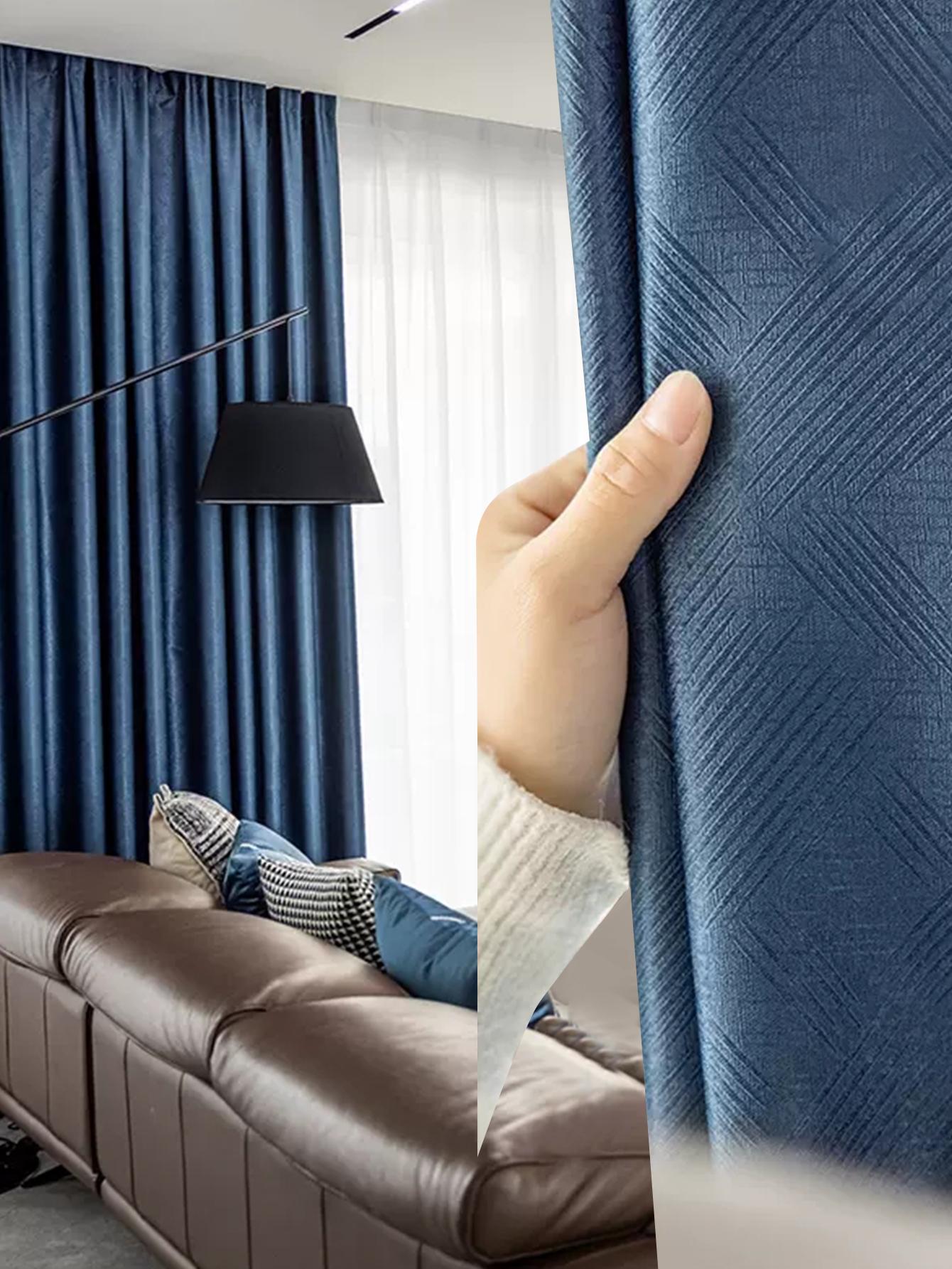 Verduisterende Gordijnen Voor Schaduw, Warmte-isolatie, Zonbescherming, En Zonwering W100xH200cm&Grommet Top marineblauwe kleur