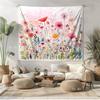 Watercolor Wildflowers Wall Tapestry Summer Art Colorful Floral Fabric Hanging English Garden Landscape Meadow Nature Home