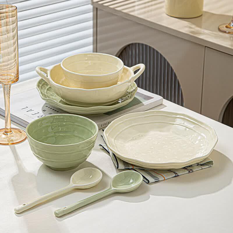 Qiwei Cream Style Ceramic Rice Bowl
