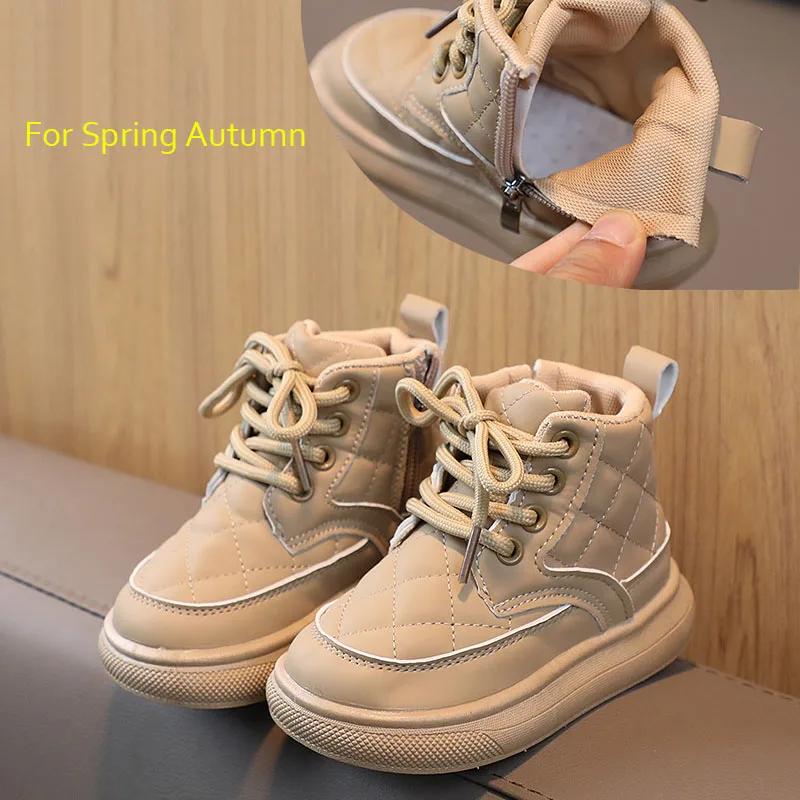 Plaid Autumn Baby Girl Shoes Boys Ankle Boots Flexible Thick Bottom Children Snow Boots  Kids Winter Shoe G06253
