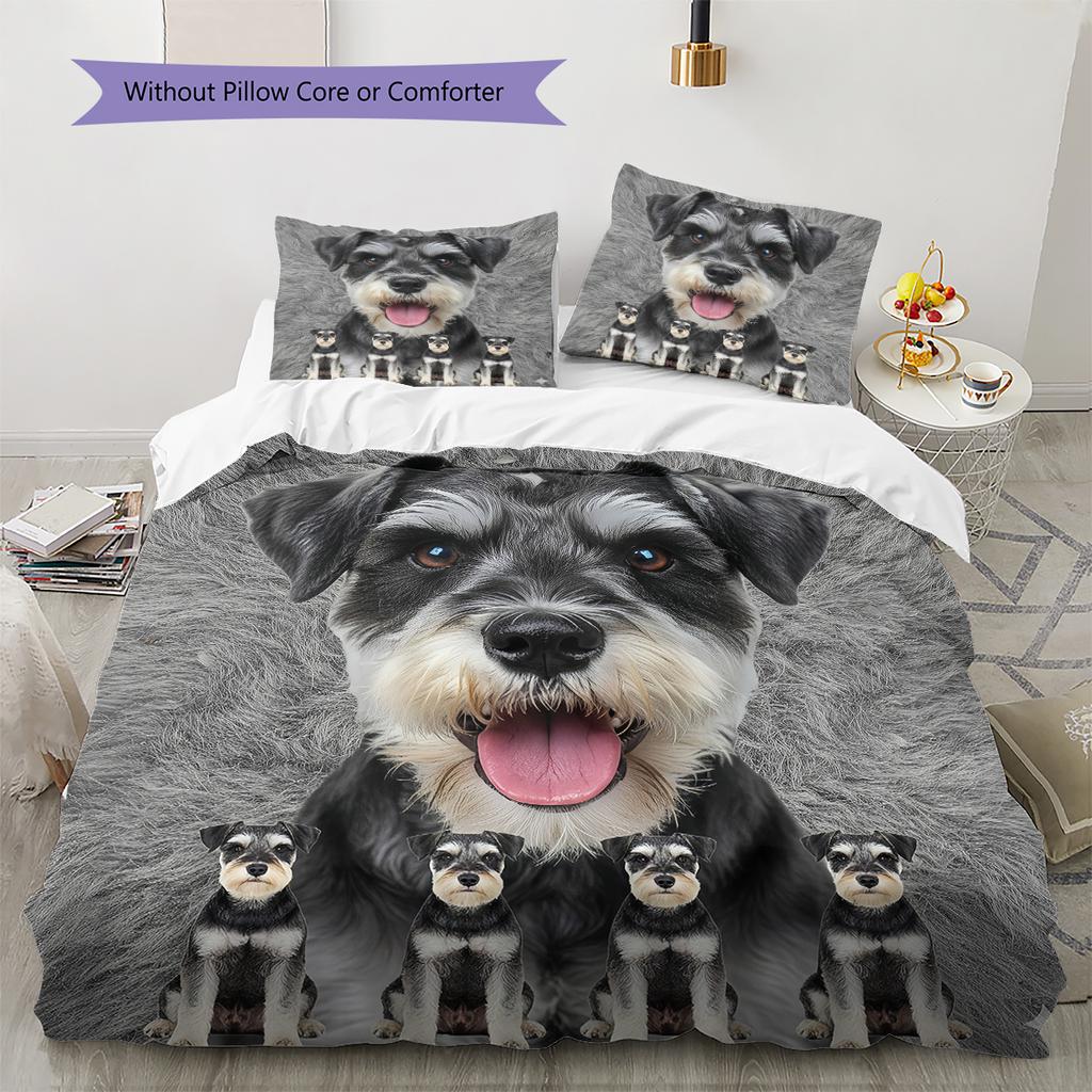 Yorkshire Terrier Sznaucer Wzór Pościel Kołdra Zestaw Poszewka na Kołdrę Poszewka na Poduszkę Dekoracja Domu Prezent (1 * poszwa na kołdrę + 2 * poszewki na poduszki, bez rdzenia)