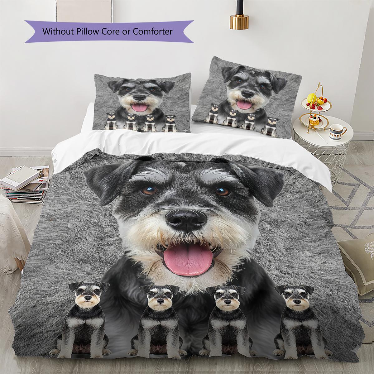

Yorkshire Terrier Schnauzer Pattern Bedding Quilt Set Quilt Cover Pillowcase Home Decoration Gift (1 * duvet cover + 2 * pillowcase, without core) 240x220cm