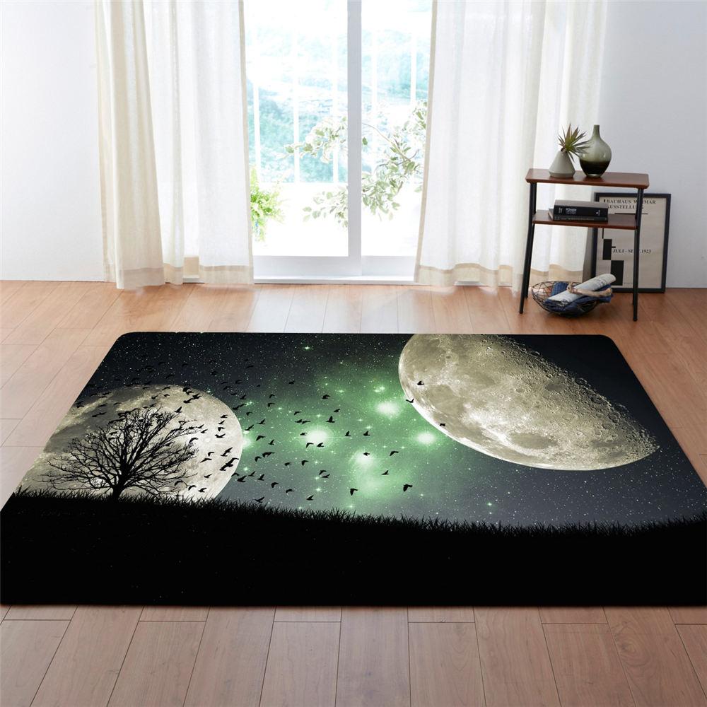 Fledermaus Spinne Mond 3D Teppich Halloween Wohnzimmer Bereichsteppich Jungen Kinder Spielteppich Küche Schlafzimmer Bodenteppich Memory-Schaum Badematte