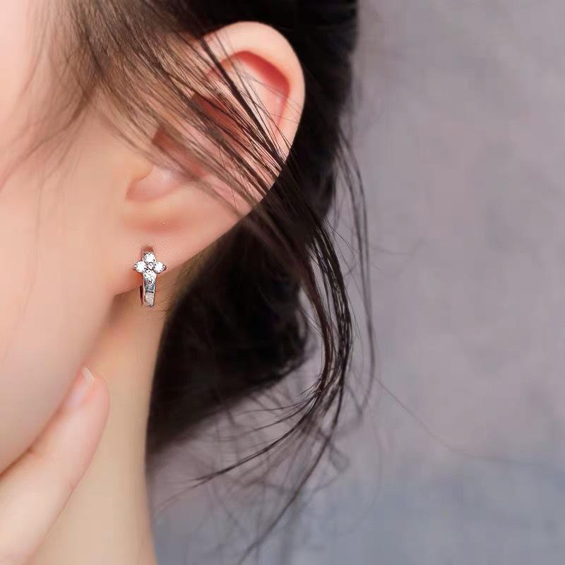 Beixi S925 Sterling Silver Zirconia Earrings for Women - Personalized Korean Style Mini Hoops & Cartilage Studs 925 Silver
