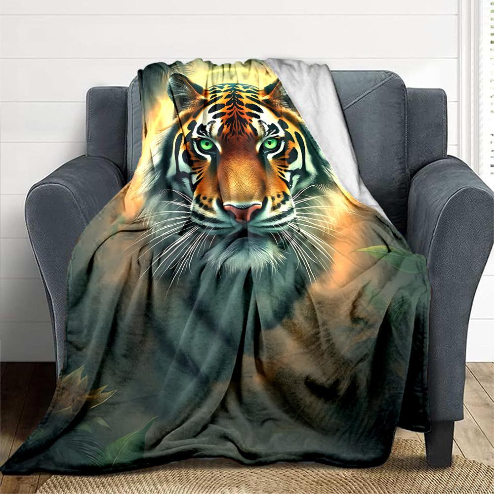1PC Tiger Print Blanket, Throw For Sofa, Bed, Travel, Camping, Livingroom, And Bed, Printing Blanket With Soft And Warm Fabric Yy250918164
