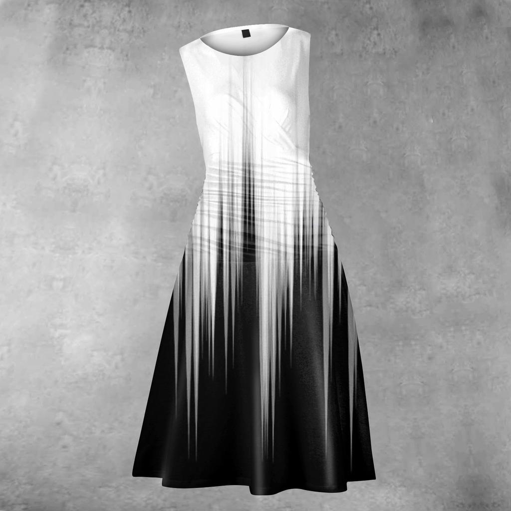 Women's Princess Dress Sexy Round Neck Printed Waist Pulled Sleeveless Dress