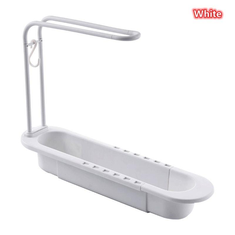 Kitchen Telescopic Sink Drain Rack Sink Dish Towels Soap Sponge Storage Basket