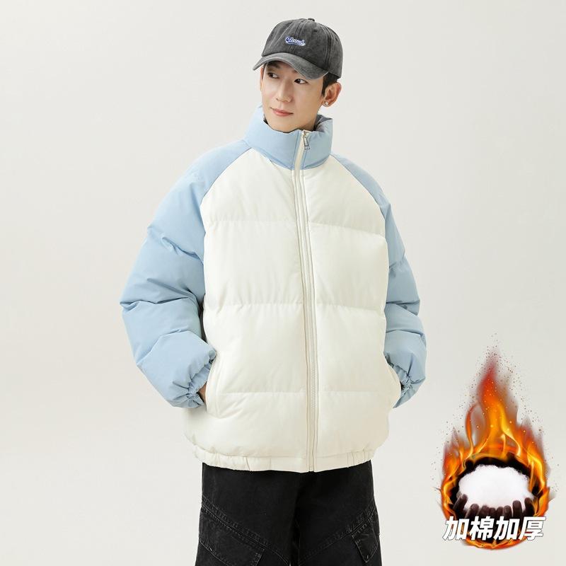 Men's stand-up collar cotton-padded clothes men's winter windproof velvet thickened cotton-padded clothes couple thickened cotton-padded