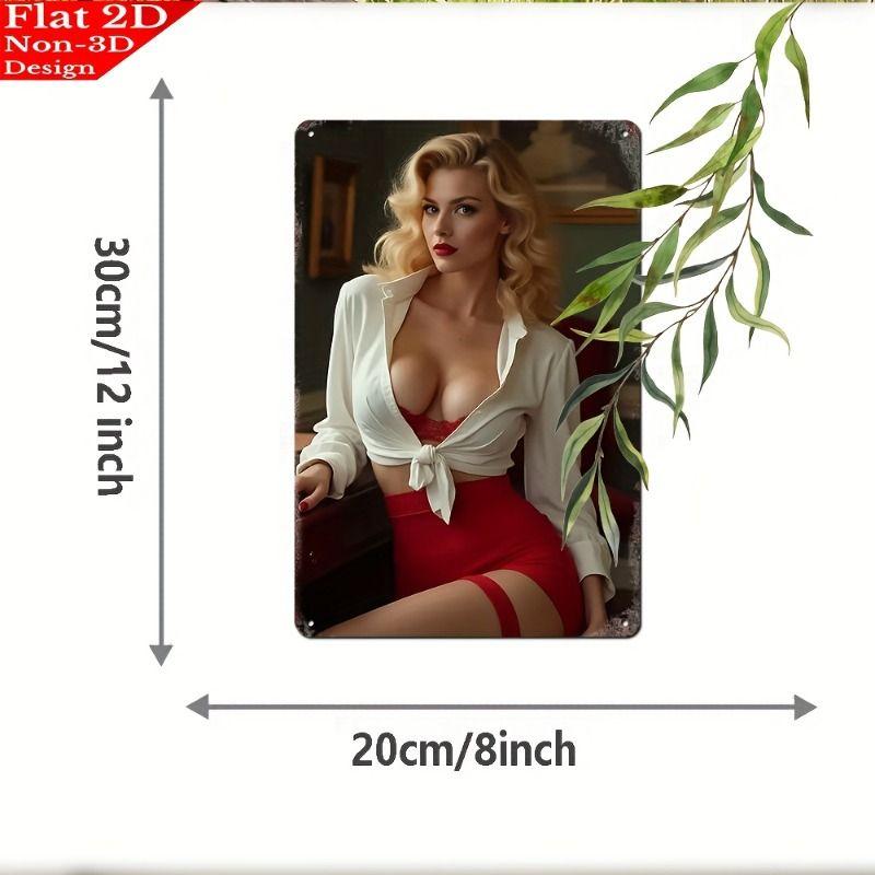 Vintage Kvinlig Silhuett Metall Logotyp för Bar & Garage