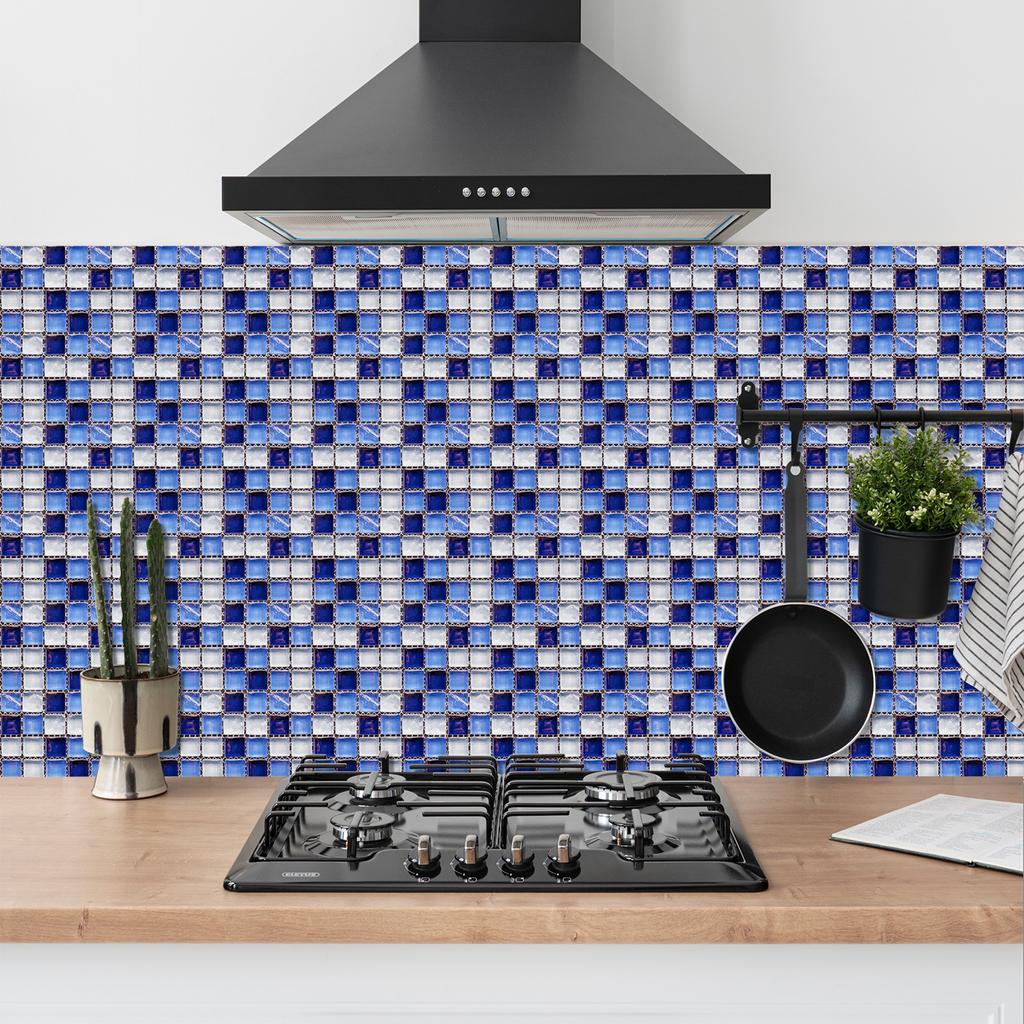 50pcs 3D Waterproof Self-Adhesive Mosaic Tile Wall Stickers, Easy to Install, Suitable for Kitchen Bathroom and Home Decoration