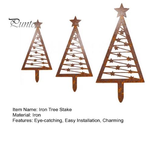 Durable Metal Yard Decor 3Pcs Rustic Christmas Tree Stake, Weathered Iron Art Xmas Heavy Duty Stake Design Decorative Garden Sign for Pathway
