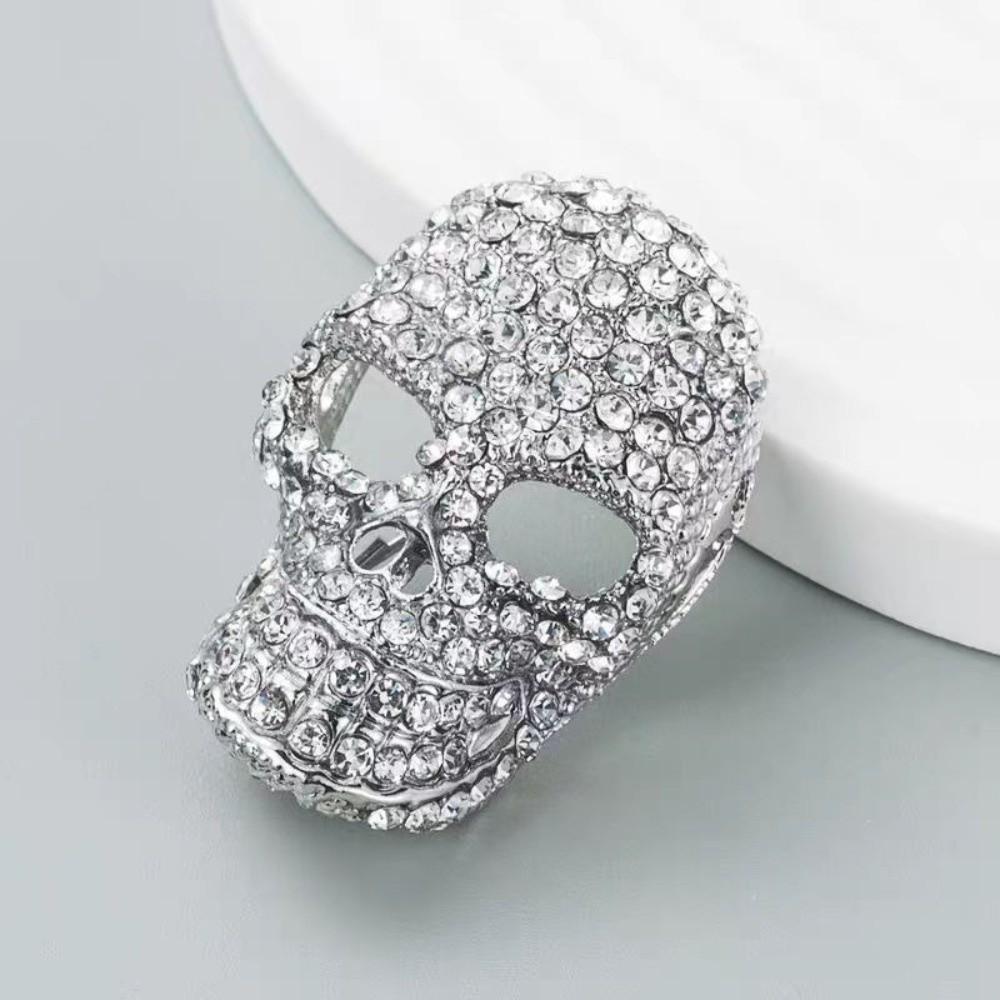 Rhinestone Halloween Skeleton Brooch Zinc Zinc Zinc Alloy Gothic Skull Badge Lapel Pin Unique Gift