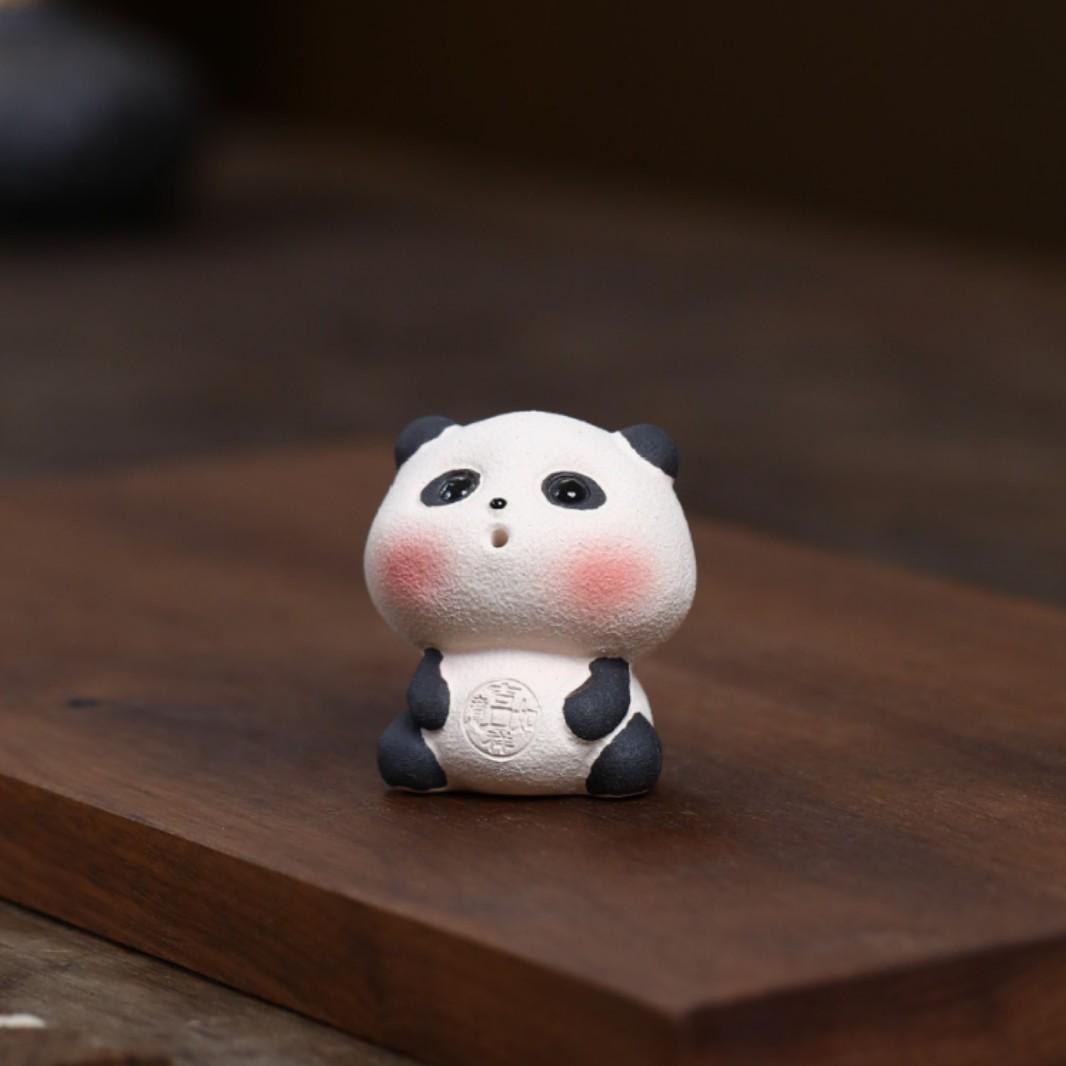 Exquisite Handmade Yixing Zisha Panda Tea Pet Incense Holder - Gongfu Tea Tray Ornament for Decoration 1118