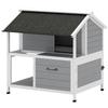 PawHut Outdoor Cat House with Opening Roof, Spruce Wood, 80 X 93 X 95 Cm, Grey