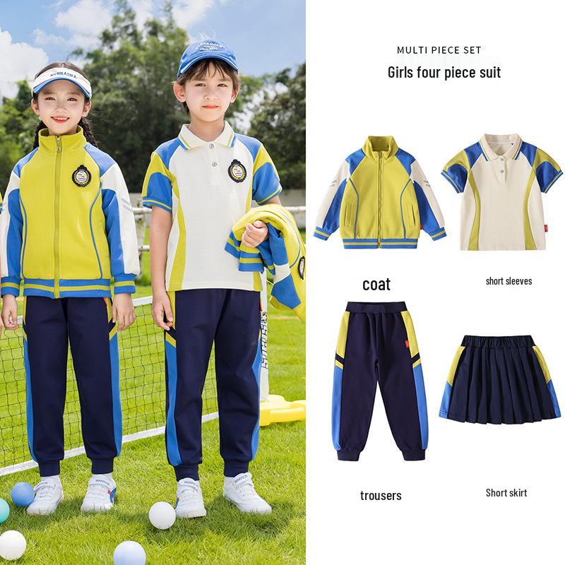 Spring/Autumn Kindergarten and Primary School Sports Uniform 3-Piece Set for Boys and Girls