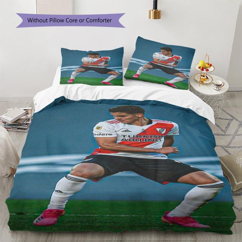River Plate Football Player Portrait Print 3‑Pieces Duvet Cover Set Soccer Sports Bedding Bedroom Home Decor Without Pillow Core Comforter