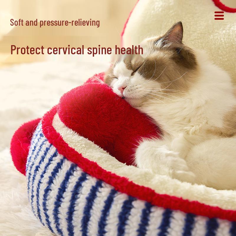 Cozy Fleece Pet Bed: Cute Autumn/Winter Cat & Dog Sofa