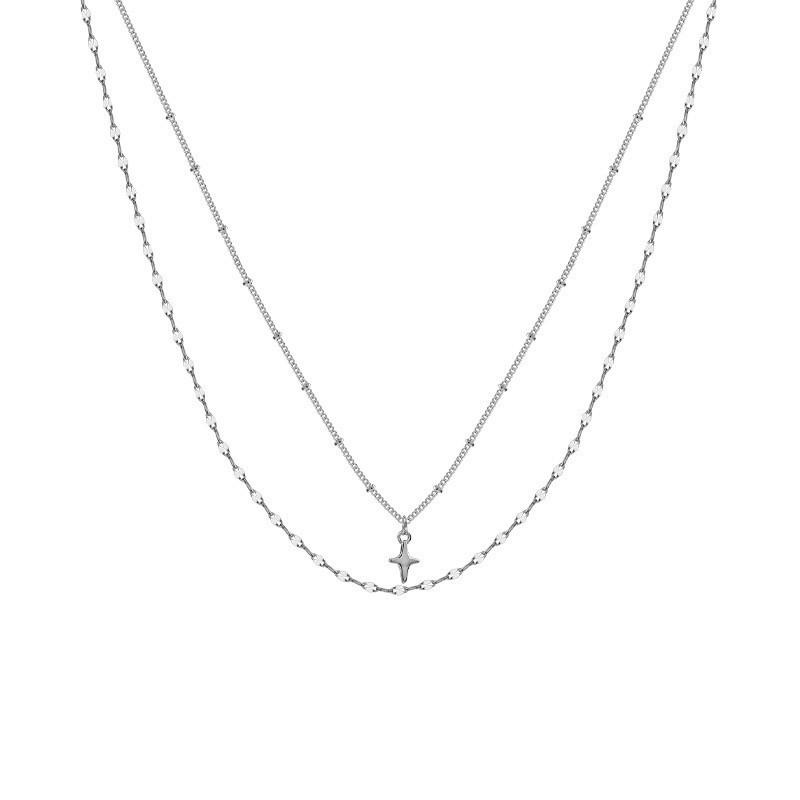 Starburst Double Layer Necklace: Light Luxury Clavicle Chain with Trendy Design for Women