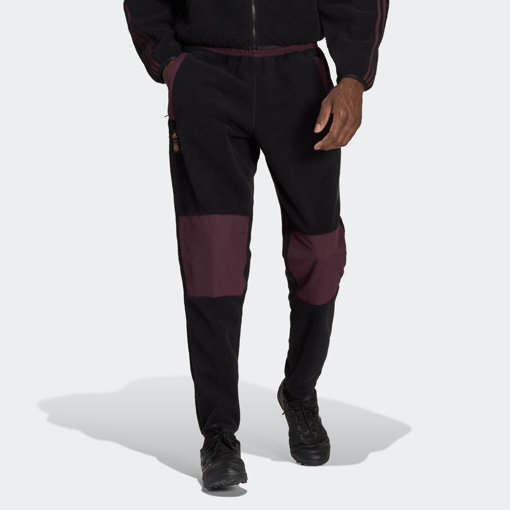 Adidas DFB Long Sleeve Fleece Pants with Contrast Panel Design Men Bottoms Black HF4070