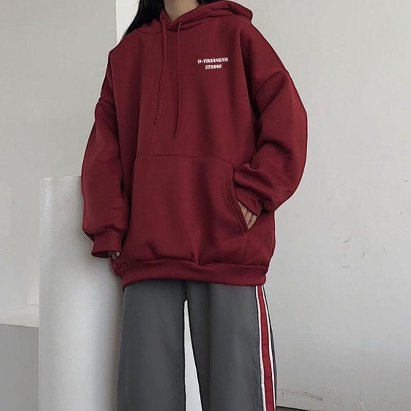 Sudadera con capucha Ins para mujer más terciopelo otoño invierno nueva oversize manga larga coreana holgada chaqueta moderna