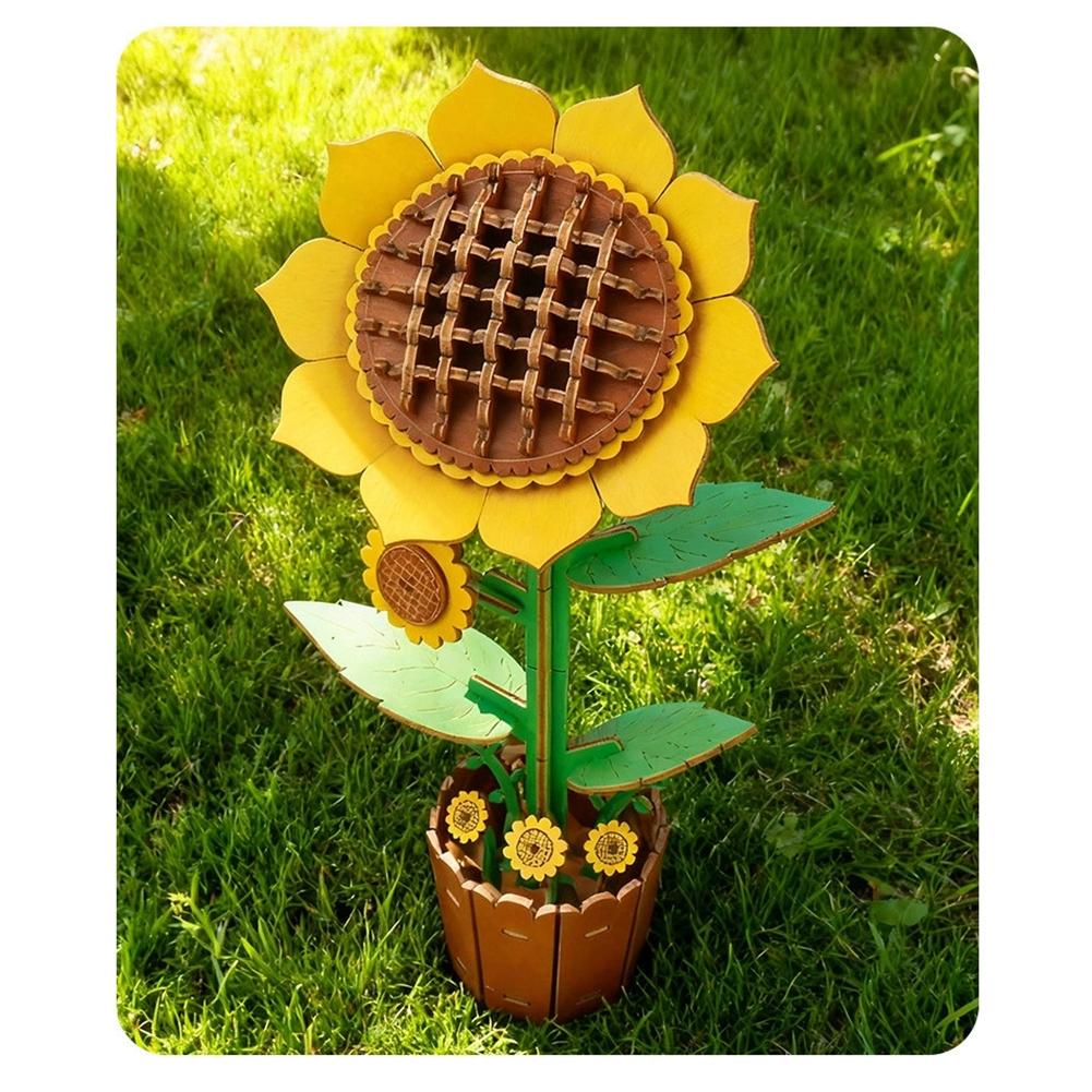 3D Wooden Puzzles Flowers Diy Artifical Botanical Bouquet Puzzle Kit Home Decoration For Adults Mother's Day Birthday Gift