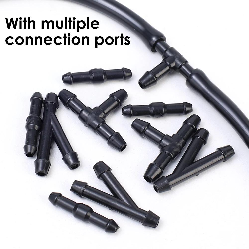 Car Wiper Spray Hose Set Black Flexible Hose Car Windshield Wiper Washer Nozzle T/Y/I Washer Connector Pipe Wipers Accessories