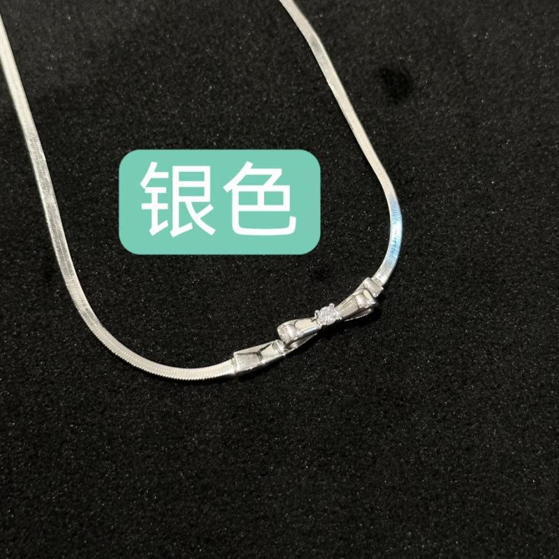 Bow Snake Bone Chain Stud Earrings Small Fresh And Sweet Elegant Collarbone Chain Fashionable Versatile Blade Chain Set