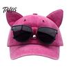 Cat Ear Trucker Hat Hat, Baseball Cap with Detachable Sunglasses, Funny Aviator Style Adjustable Pilot for Outdoor Travel UV Protection Sun Sunglasses