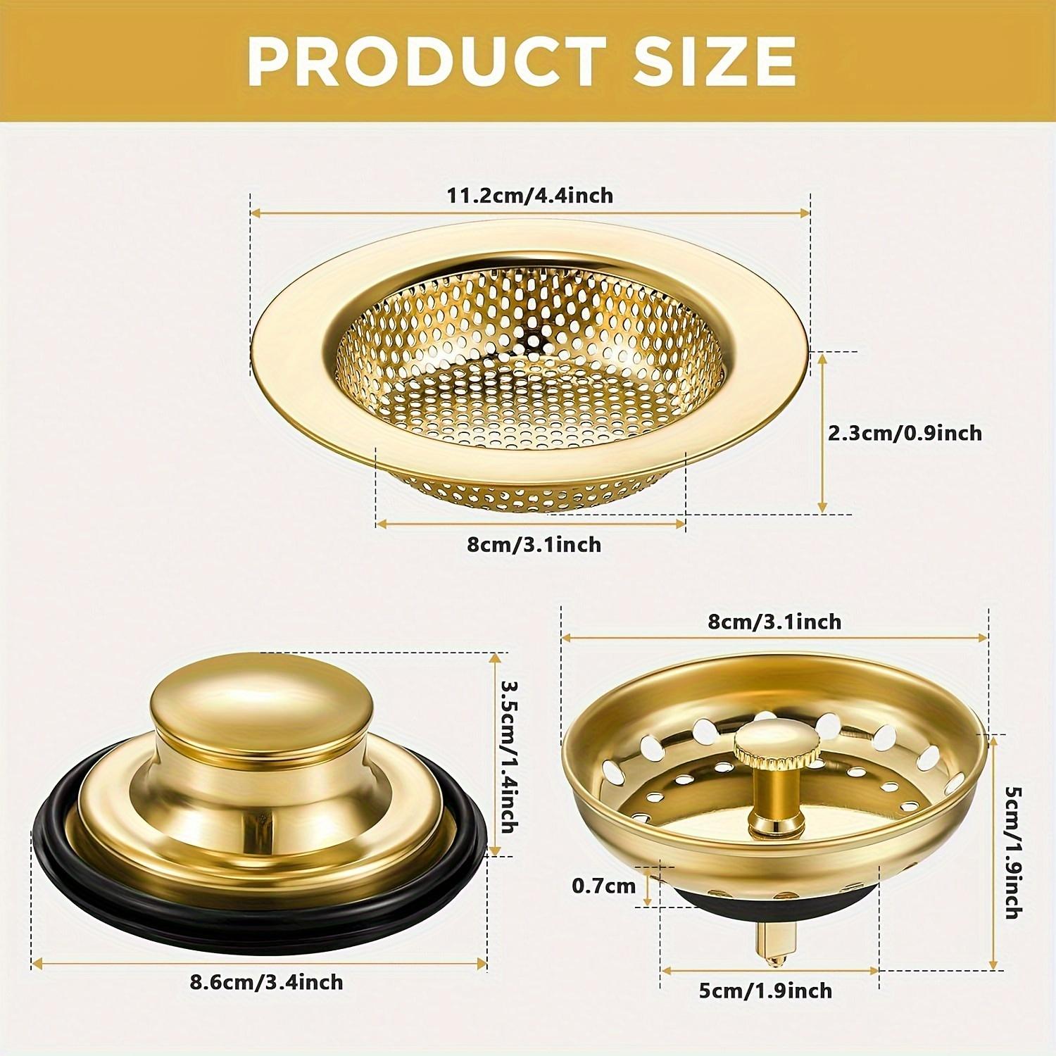 

3 шт./набор Премиальные сетки для кухонной мойки из нержавеющей стали Прочный нержавеющий сливной фильтр с широкими отверстиями, предотвращающими засорение 1set золотой
