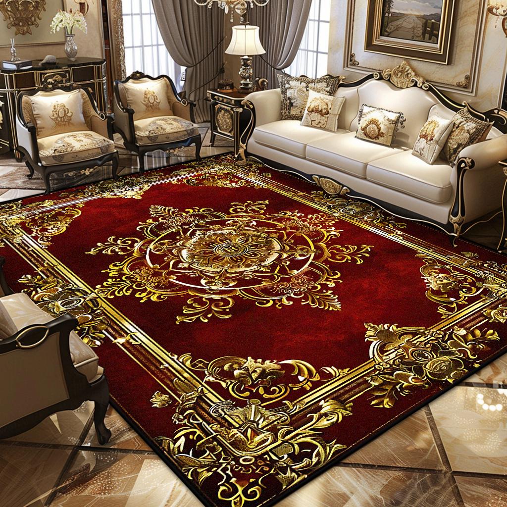

Розкішний Перський Ретро Килим Європейська Декорація Легко Чиститься Нековзкий Килим Великих Розмірів для Вітальні Спальні Гардеробної Миється М який Килимок 100*200cm