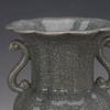 Song Dynasty Style Celadon Melon-Ribbed Double-Ear Vase Antique Imitation