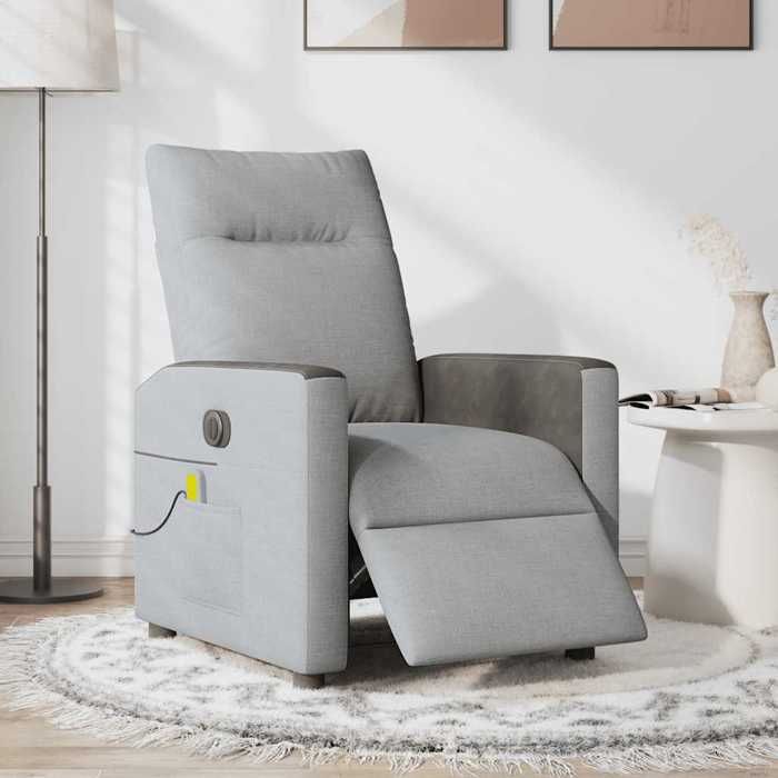 VidaXL Electric Reclining Massage Chair Light Grey Fabric 3324045